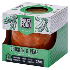 Potrawka z kurczakiem, zielonym groszkiem i ryżem